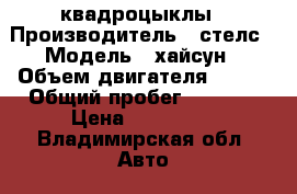 квадроцыклы › Производитель ­ стелс › Модель ­ хайсун › Объем двигателя ­ 700 › Общий пробег ­ 1 200 › Цена ­ 290 000 - Владимирская обл. Авто » Мото   